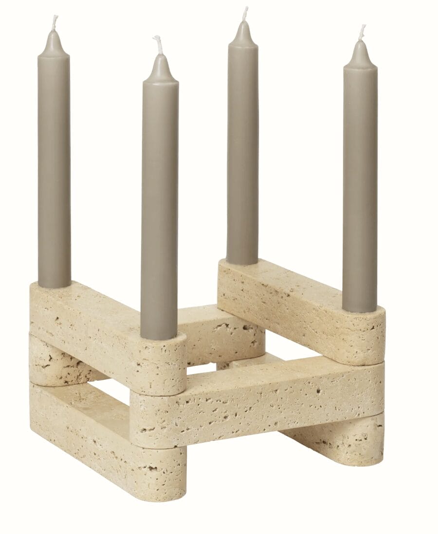 Newel Modular Candle Holder - Set of 6, Travertine
