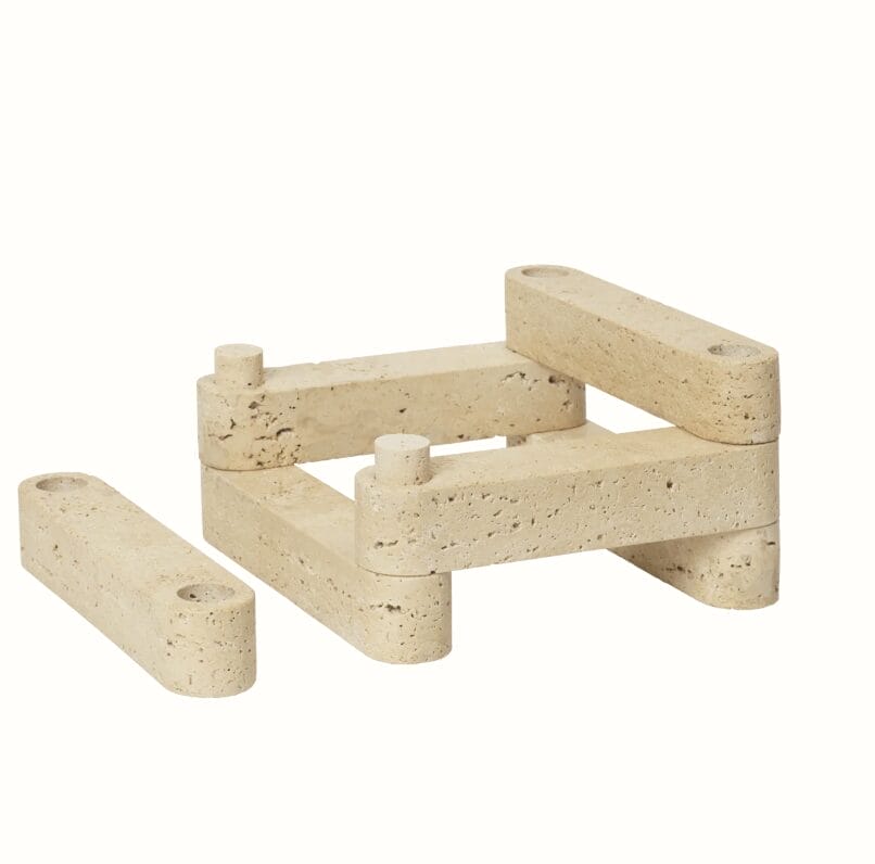 Newel Modular Candle Holder - Set of 6, Travertine