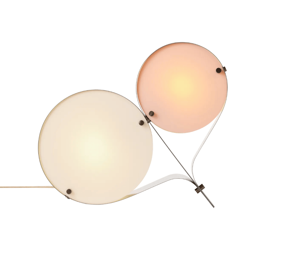 Coppia Table Lamp, Bronze Steel, Ivory Lamp, Blush