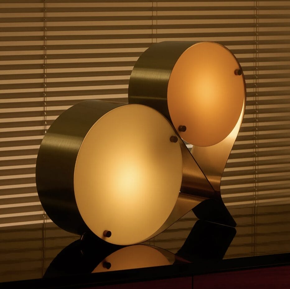 Coppia Table Lamp, Bronze Steel, Ivory Lamp, Blush