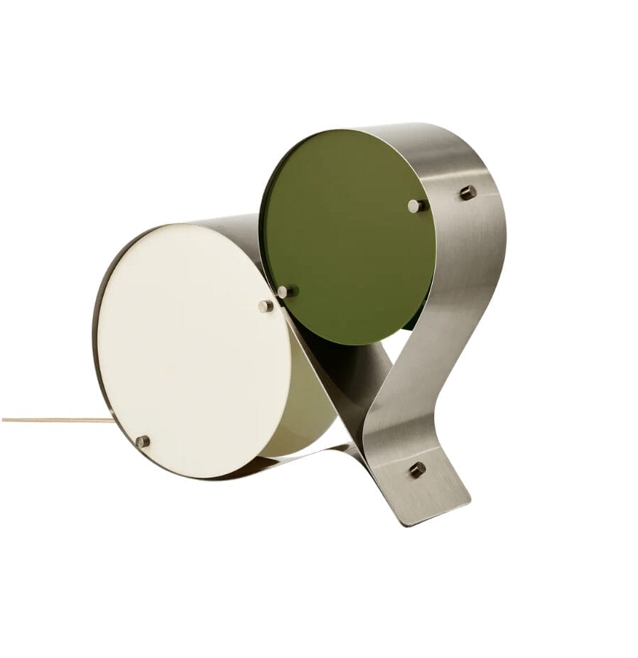 Coppia Table Lamp, Bronze Steel, Ivory & Olive