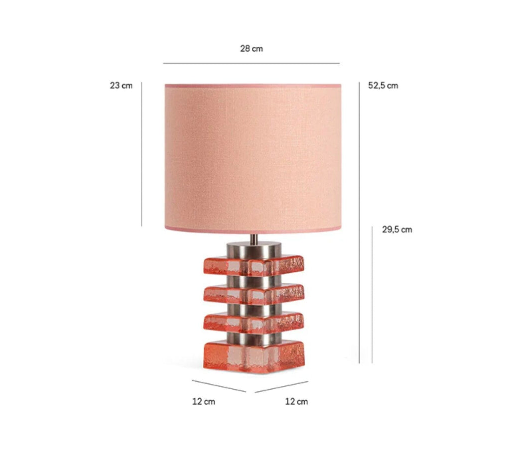 Marta Amber glass and brown textured fabric table lamp H46 x Ø28 cm