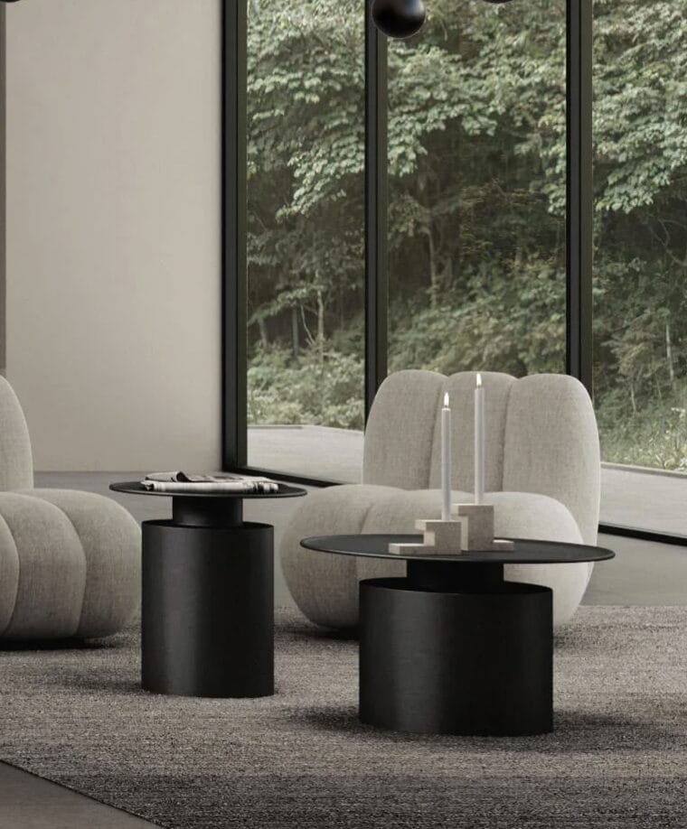 Pillar Table, Low - Burned Black L65 x W65 x H41cm