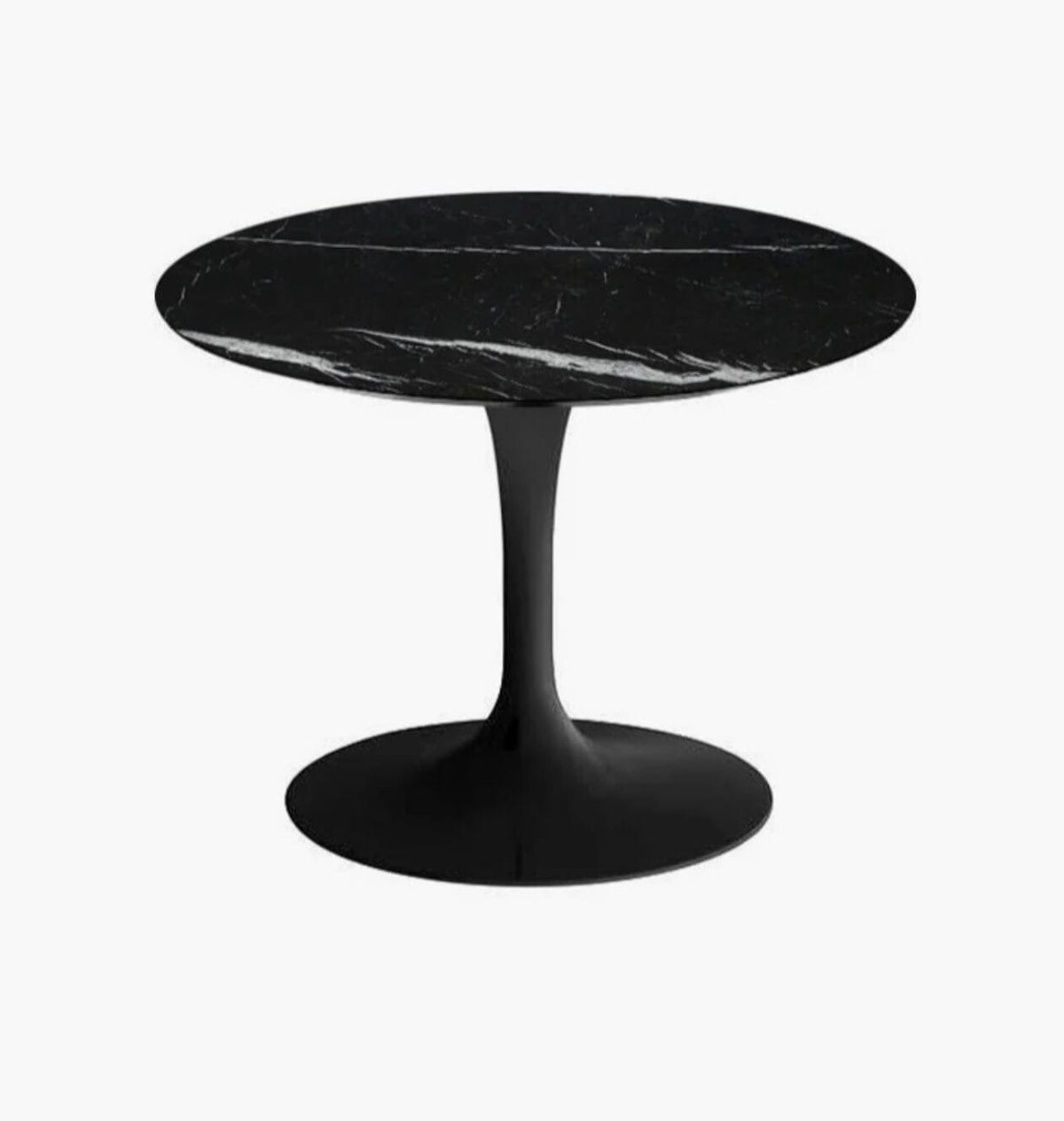 Saarinen Side Table Ø51 H36, Black Base, Satin finish, Black Rilsan base, Rich black with white random veins