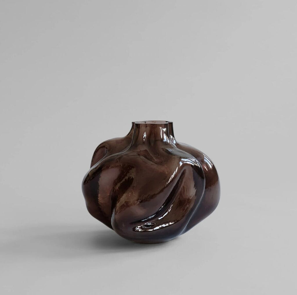 Wabi Vase, Medio - Smoked Forest Mouth-Blown Glass