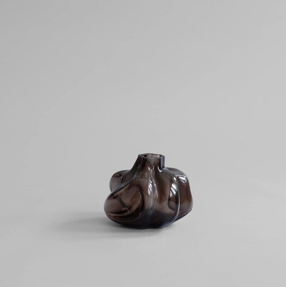 Wabi Vase, Mini - Smoked Forest Mouth-Blown Glass