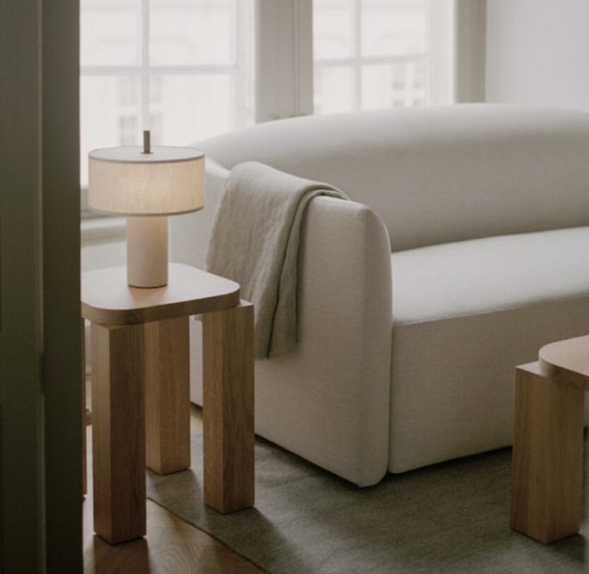Margin Portable Table Lamp, Beige Canvas