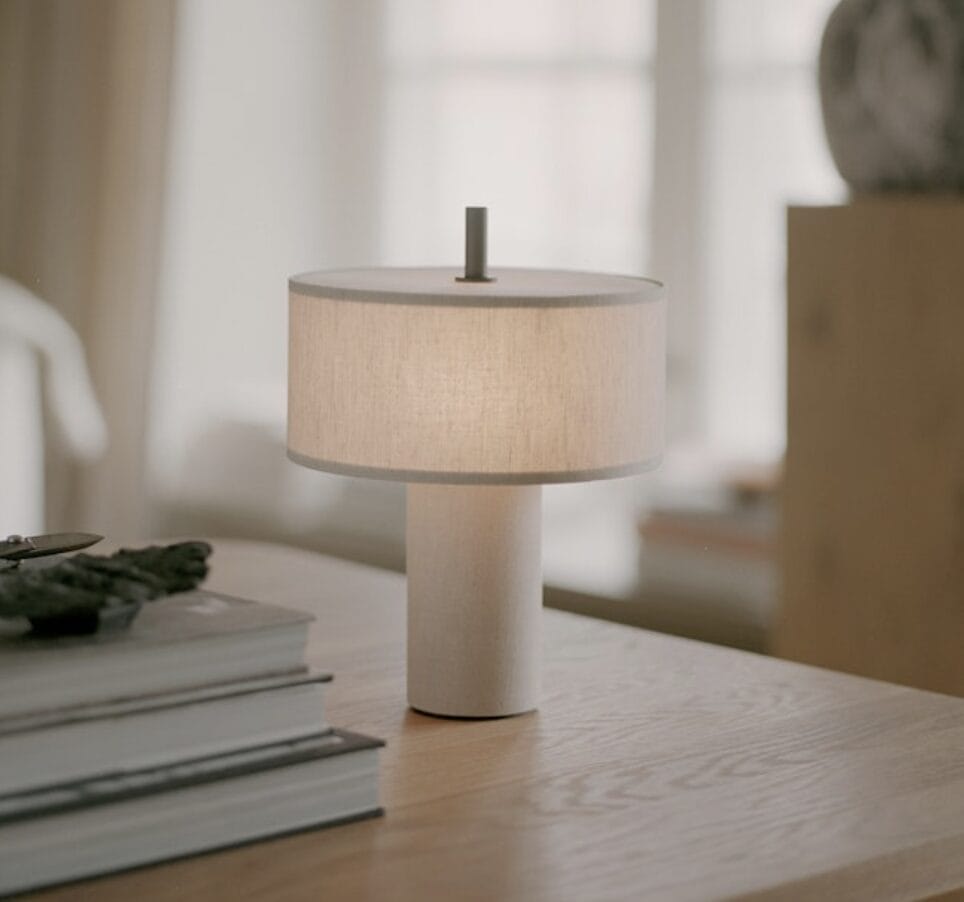 Margin Portable Table Lamp, Beige Canvas