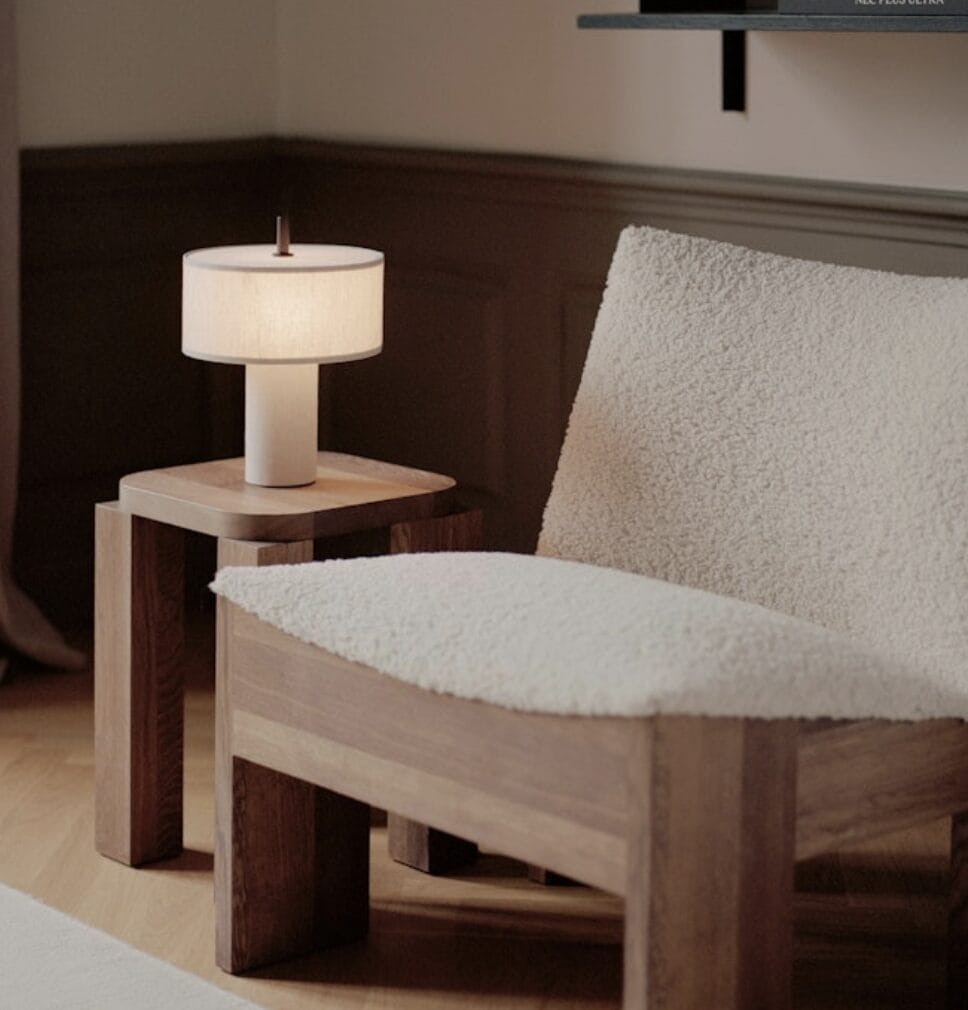 Margin Portable Table Lamp, Beige Canvas