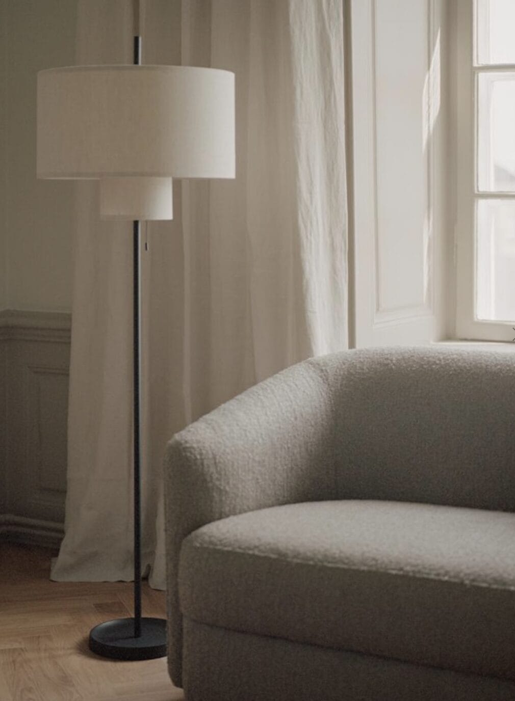 Margin Floor Lamp, Shade Beige, Base Black
