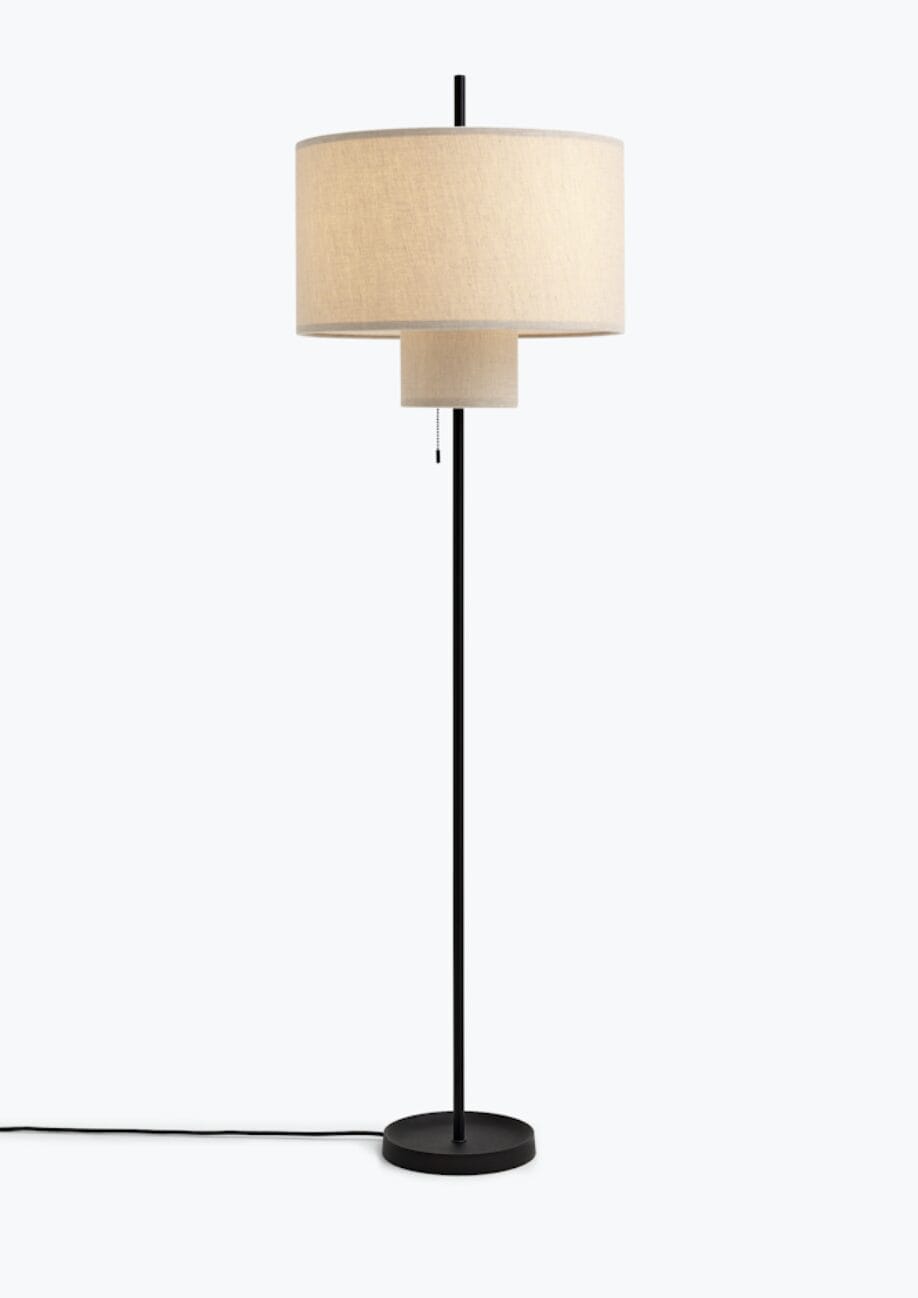 Margin Floor Lamp, Shade Beige, Base Black