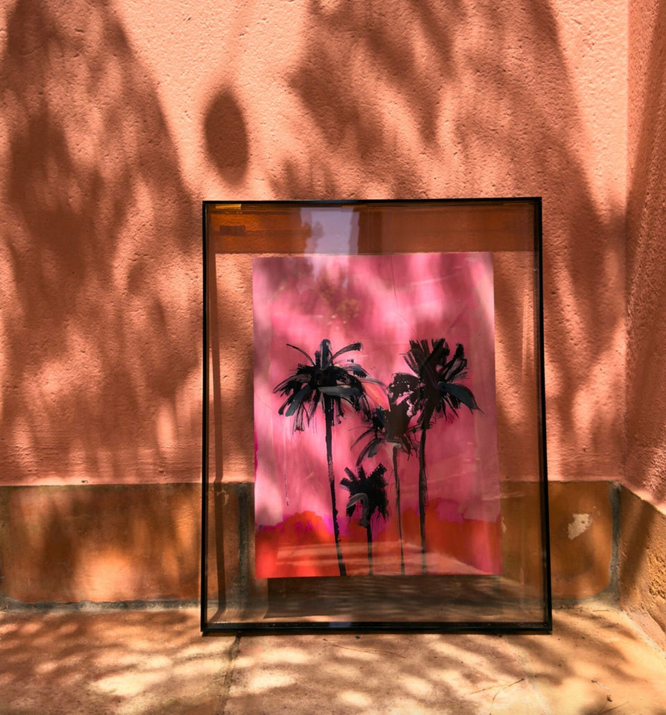 Acrylic frame brown palms, 40x50cm