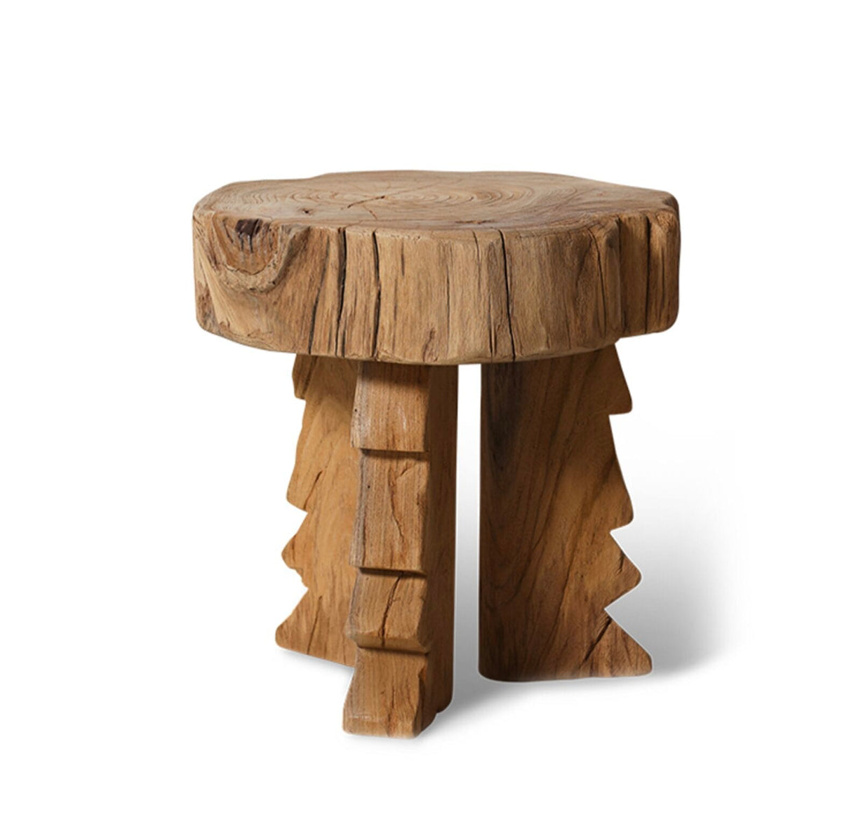 Carved wooden stool, 40x40x40cm