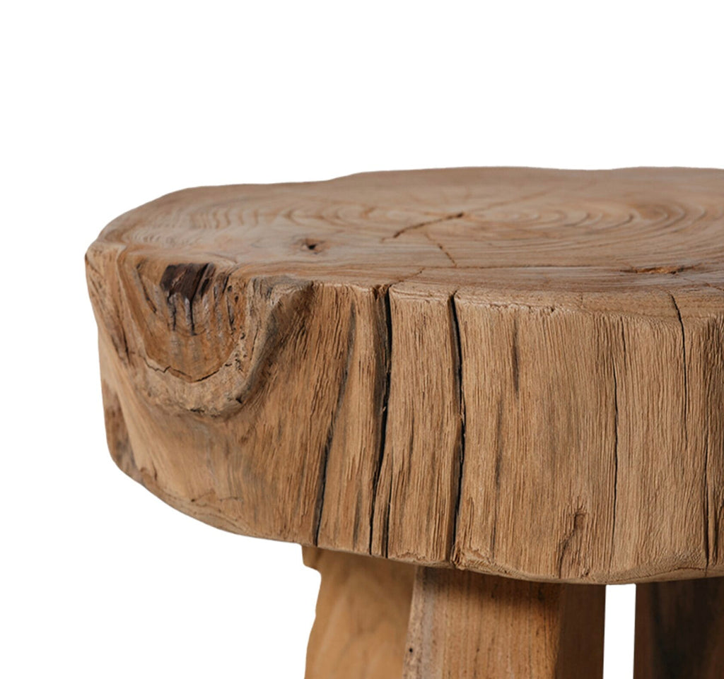 Carved wooden stool, 40x40x40cm