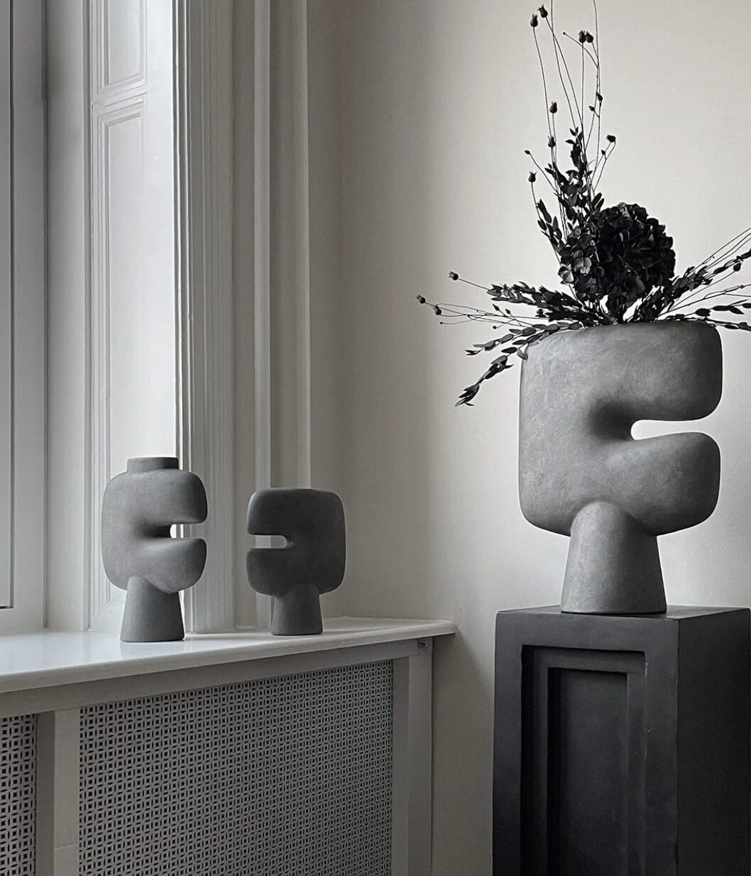 Tribal Vase, Mini - Dark Grey, L20 / W8