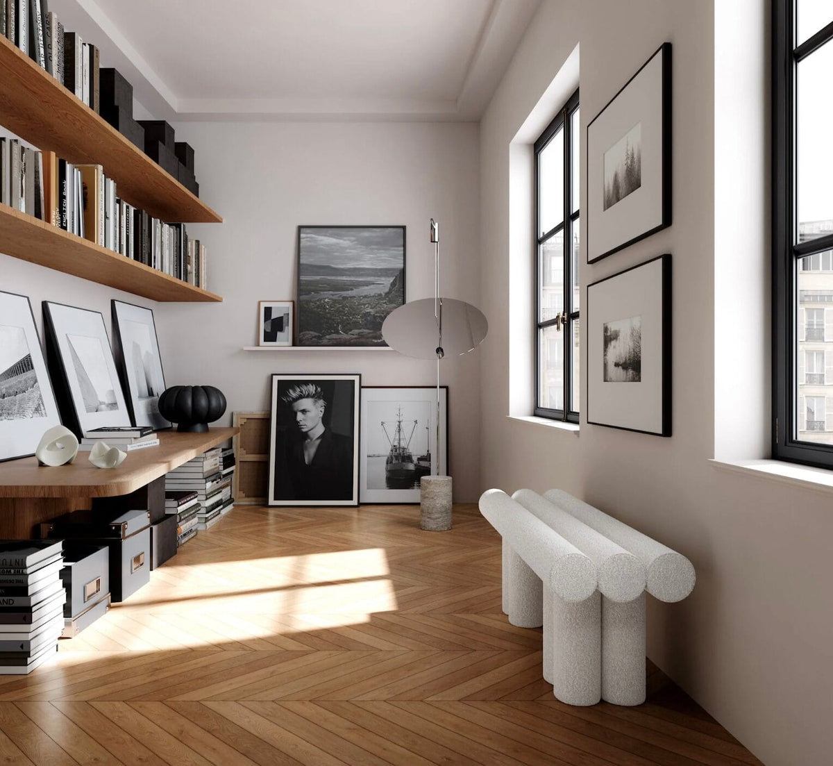 Hiro Bench – Off White H48.5 x L120 x W39cm
