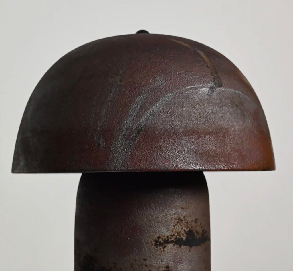 Tera Lamp Glazed, Black Velvet Raku, Medium H35.6 x D27.9 cm