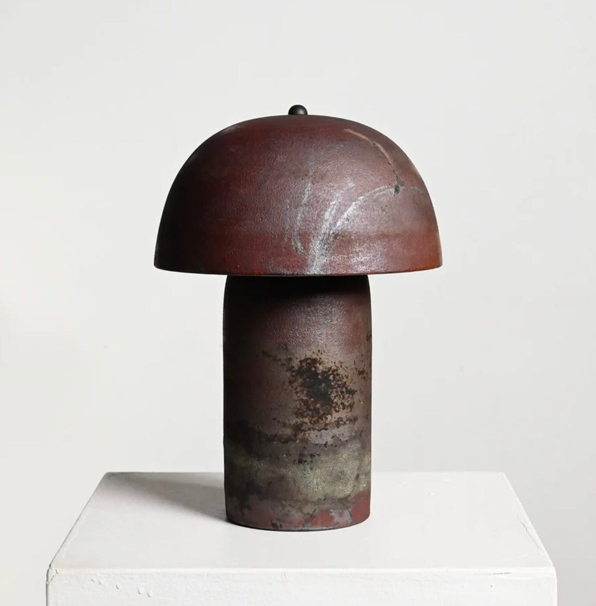 Tera Lamp Glazed, Black Velvet Raku, Medium H35.6 x D27.9 cm