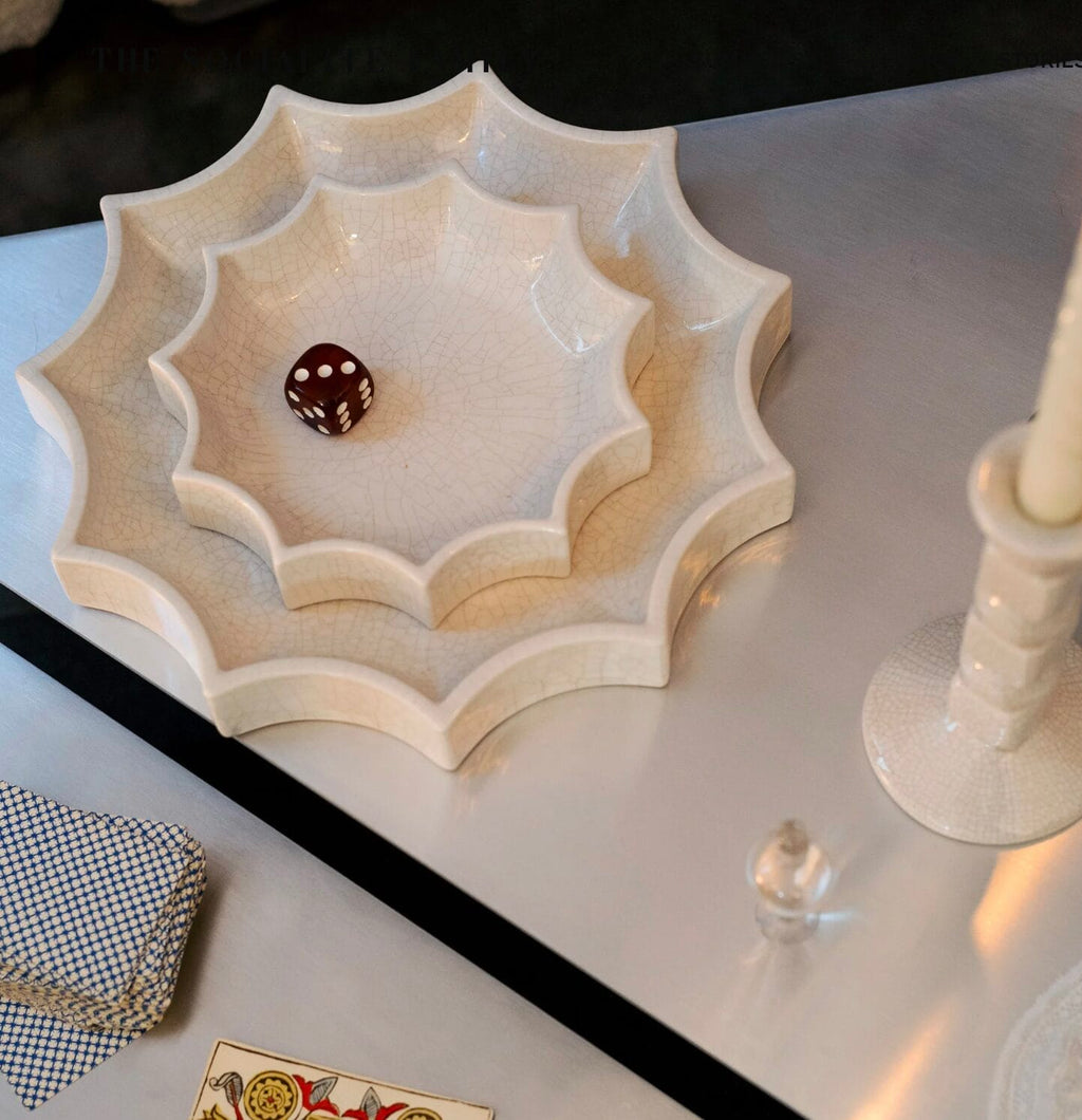 Tasca Large cream-white ceramic trinket dish