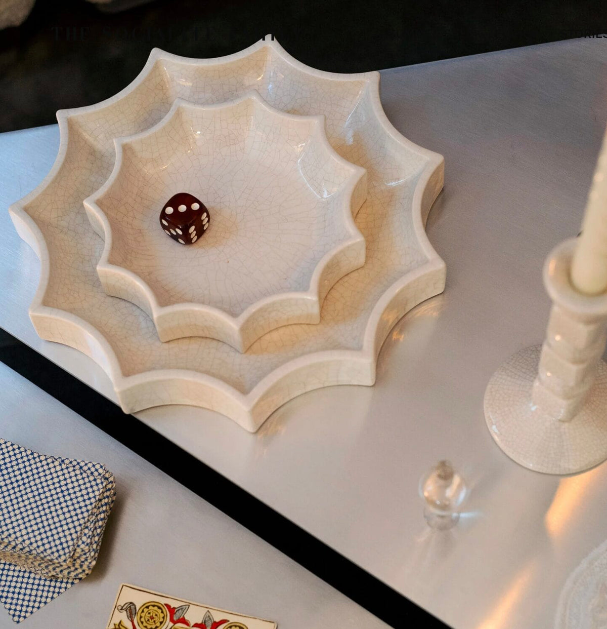 Tasca Large cream-white ceramic trinket dish