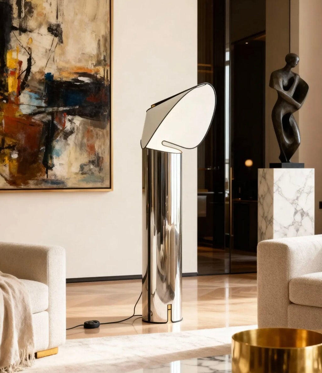 Chiara Floor Lamp - Stainless Steel, D72 x H145cm