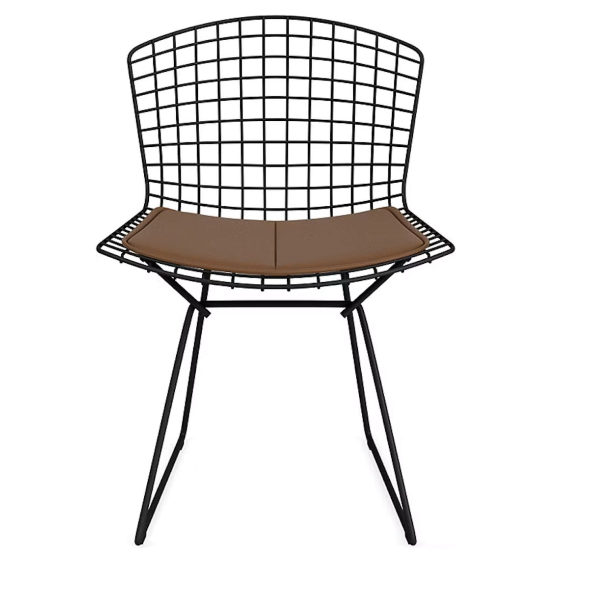 Bertoia Side Chair, With Seat Pad Frame ,Black Upholstery Velluto Leather Color Toast