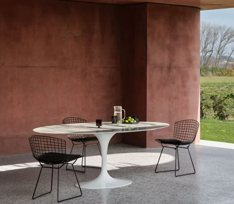 Bertoia Side Chair, With Seat Pad Frame ,Black Upholstery Velluto Leather Color Toast