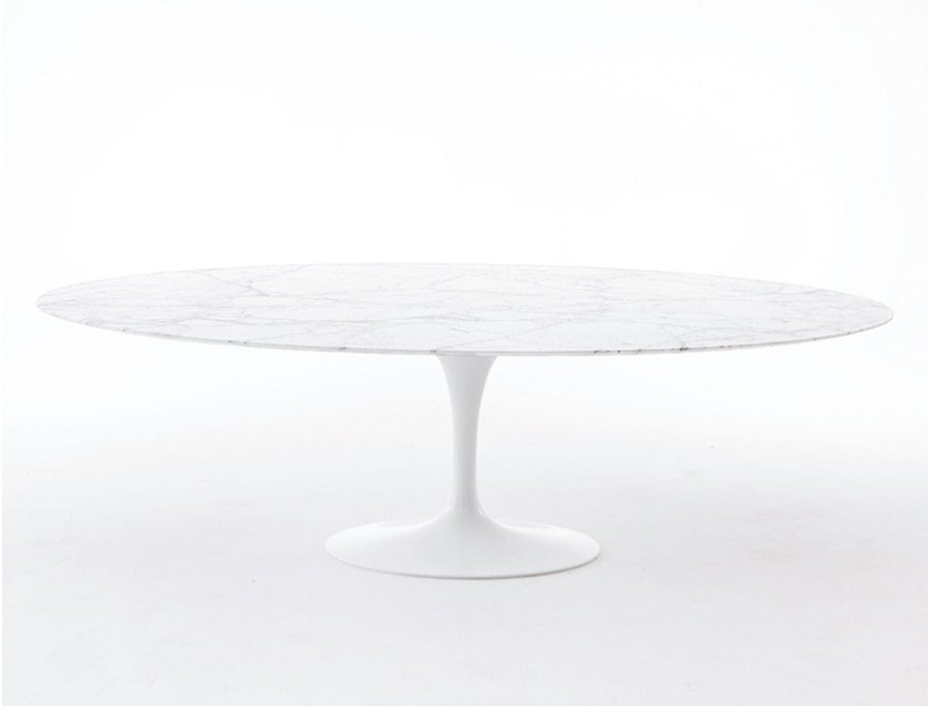 Saarinen Oval Dining Table, Arabescato Marble, Gloss finish White Base, 198cm