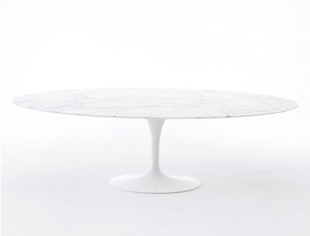 Saarinen Oval Dining Table, Arabescato Marble, Gloss finish White Base, 198cm