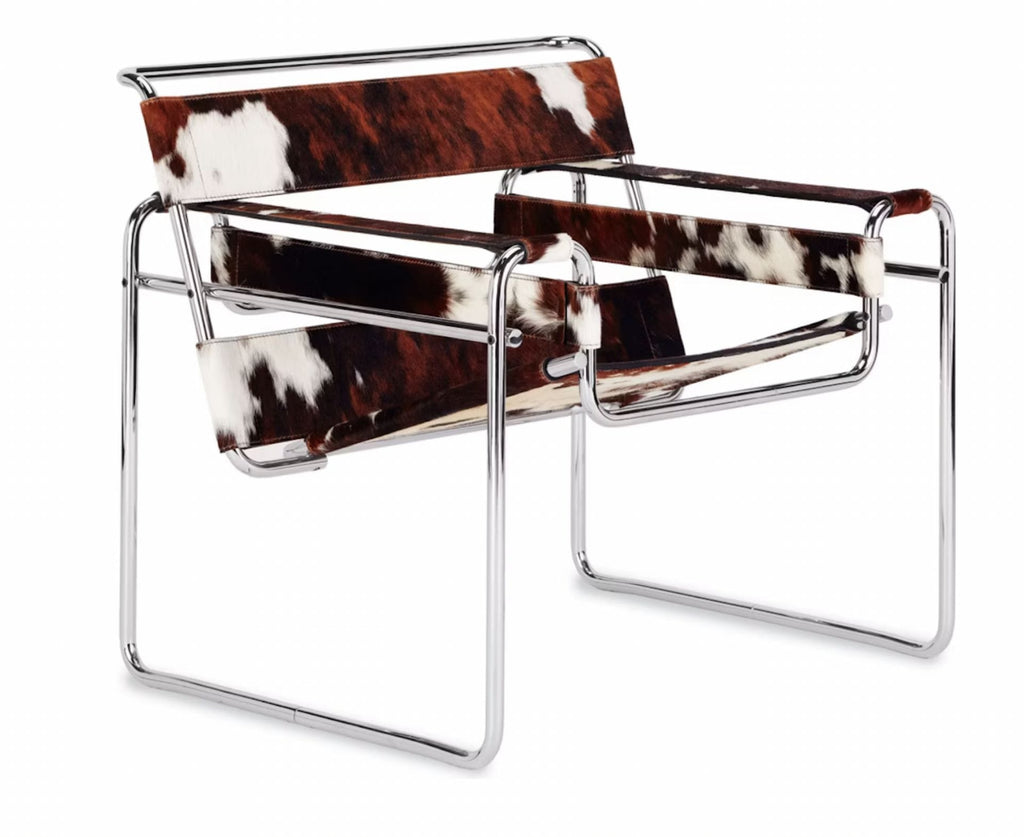 Wassily lounge chair, chrome frame, Haired Hide