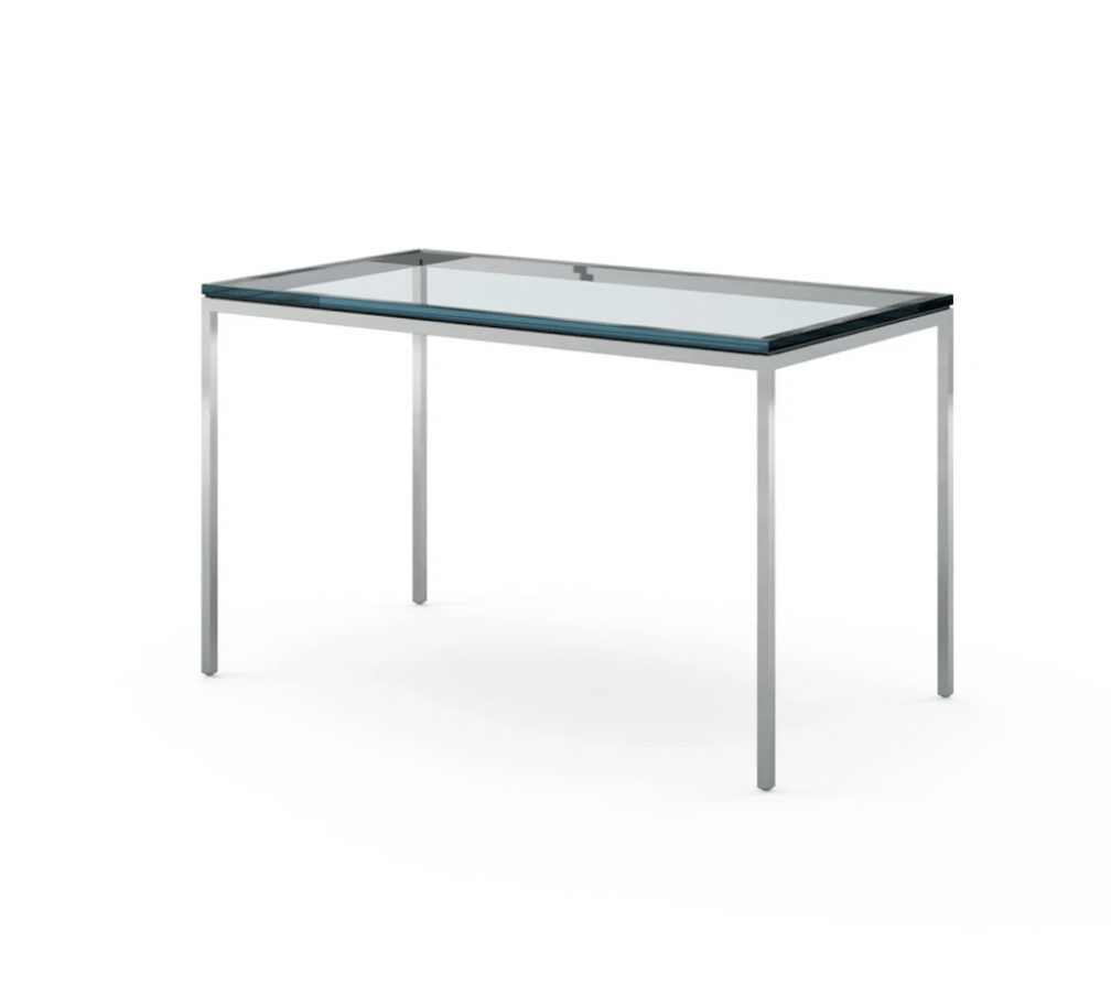 Mini Desk Florence Collection, Polished chrome base with clear glass top, 122x66H72cm,