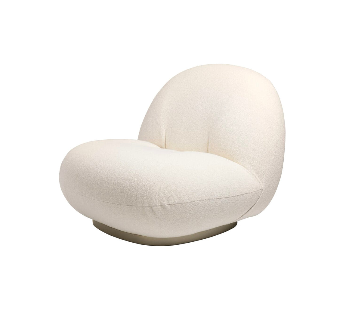 Pacha Lounge Chair, Fully Upholstered, Returning Swivel, Group. D, Front Karakorum, Dedar (001), Base Pearl Gold