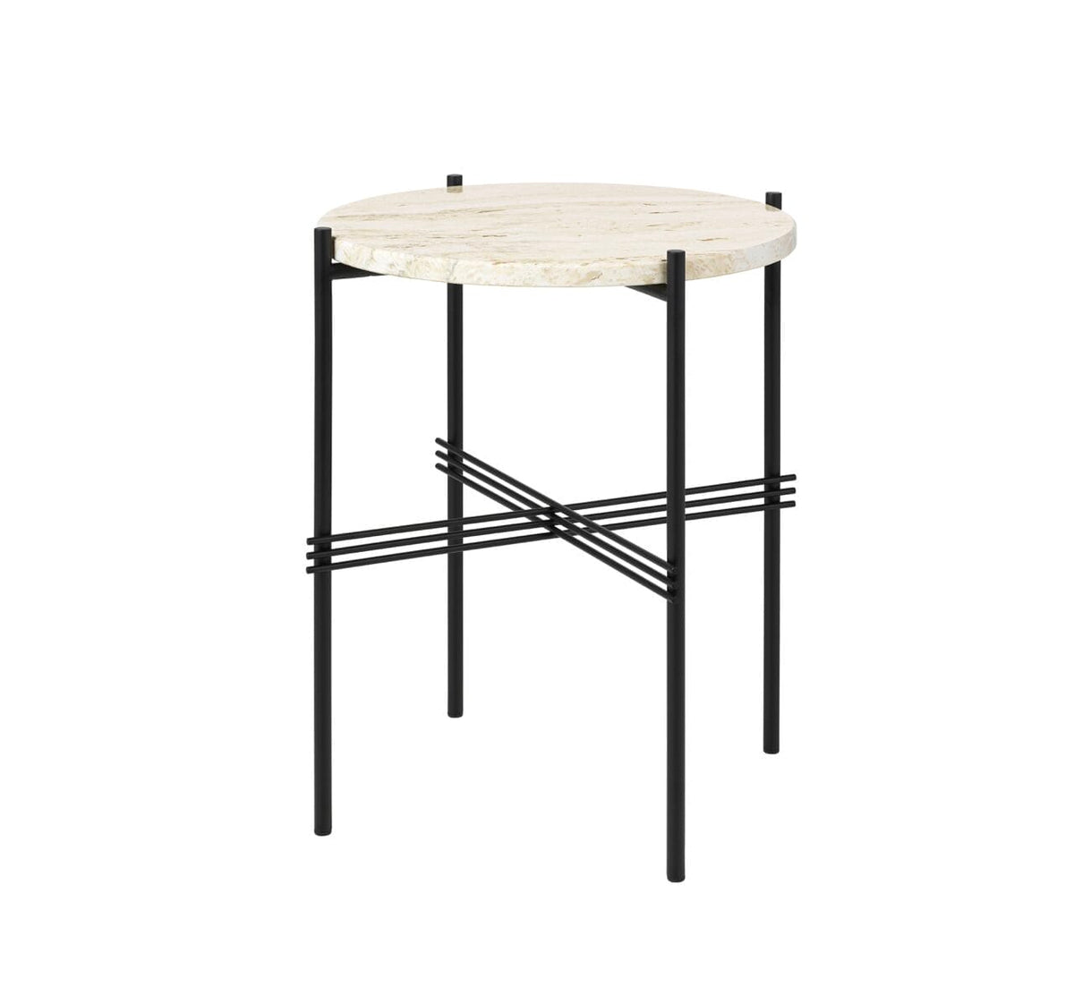 TS Outdoor Side Table, Top Neutral White Travertine, Ø40cm