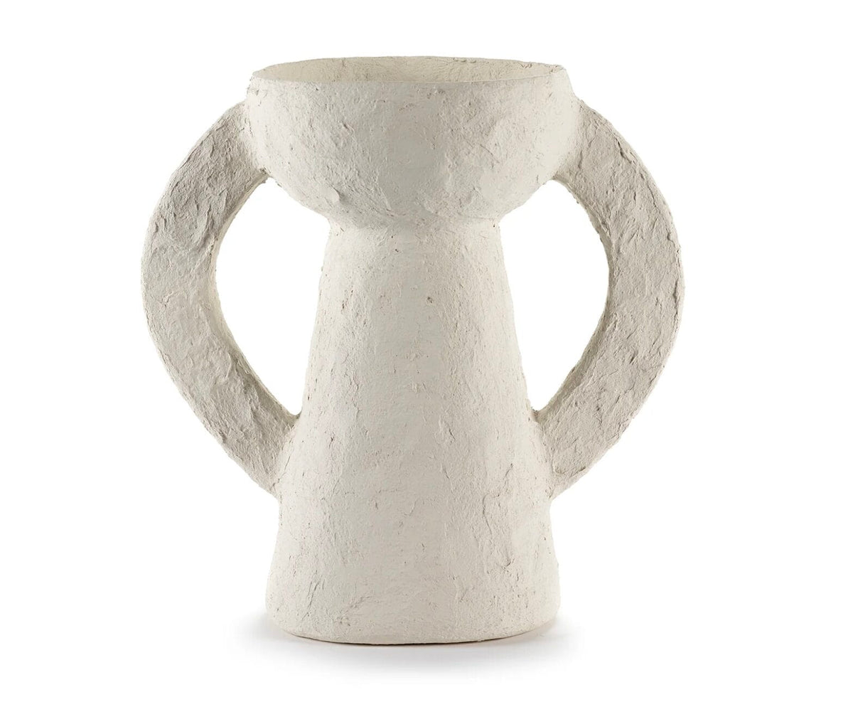 Vase Earth L, White, Paper Mache