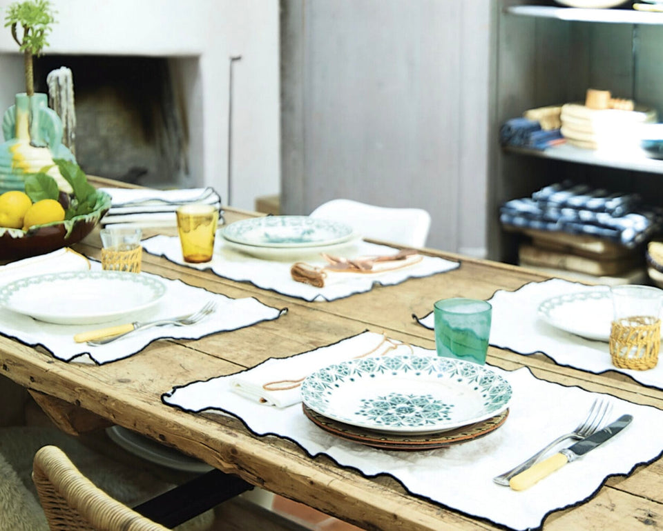 Toile Mimi Placemats, Blanc/Bourdon Canard, 35 x 50 cm