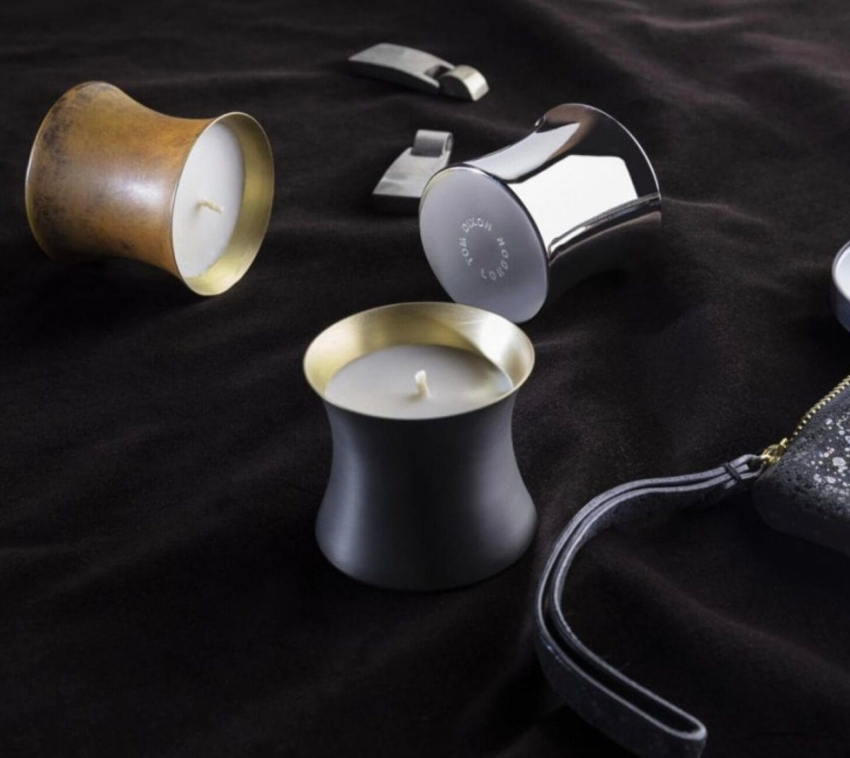 Alchemy Candle Medium, Matt Black & Brass