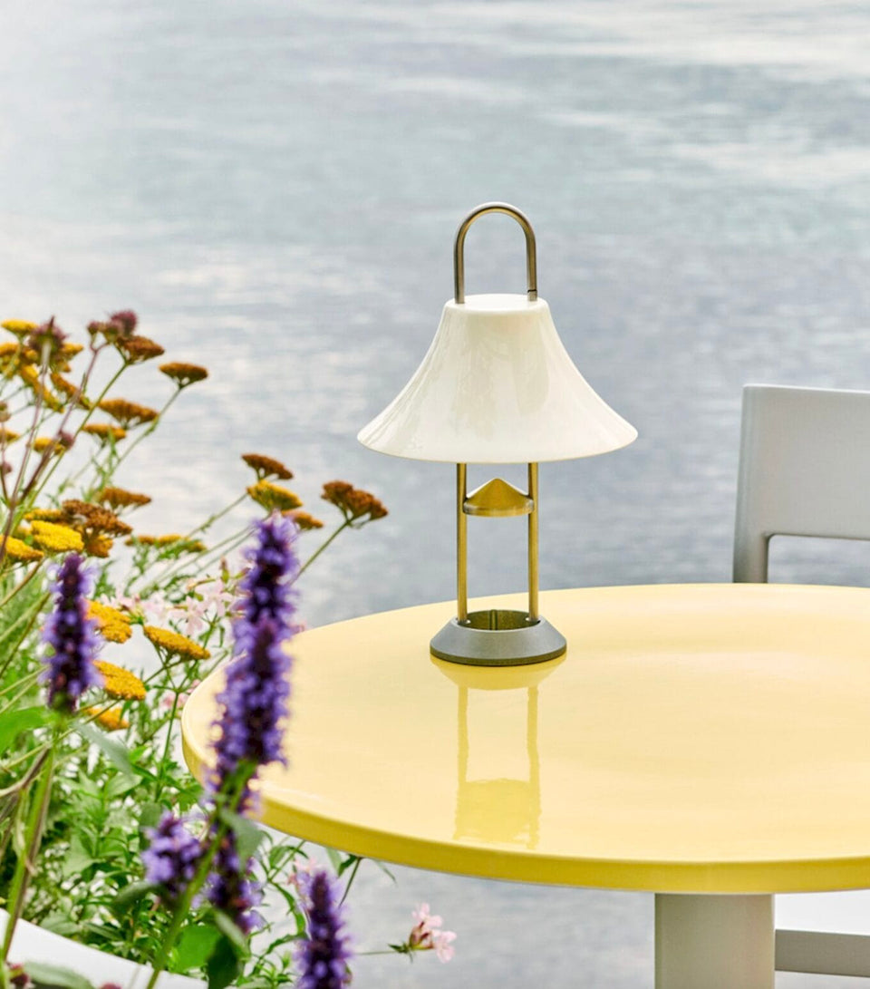 Mousqueton Portable Lamp-Oyster white, H30.5 x W19.5 x L19.5