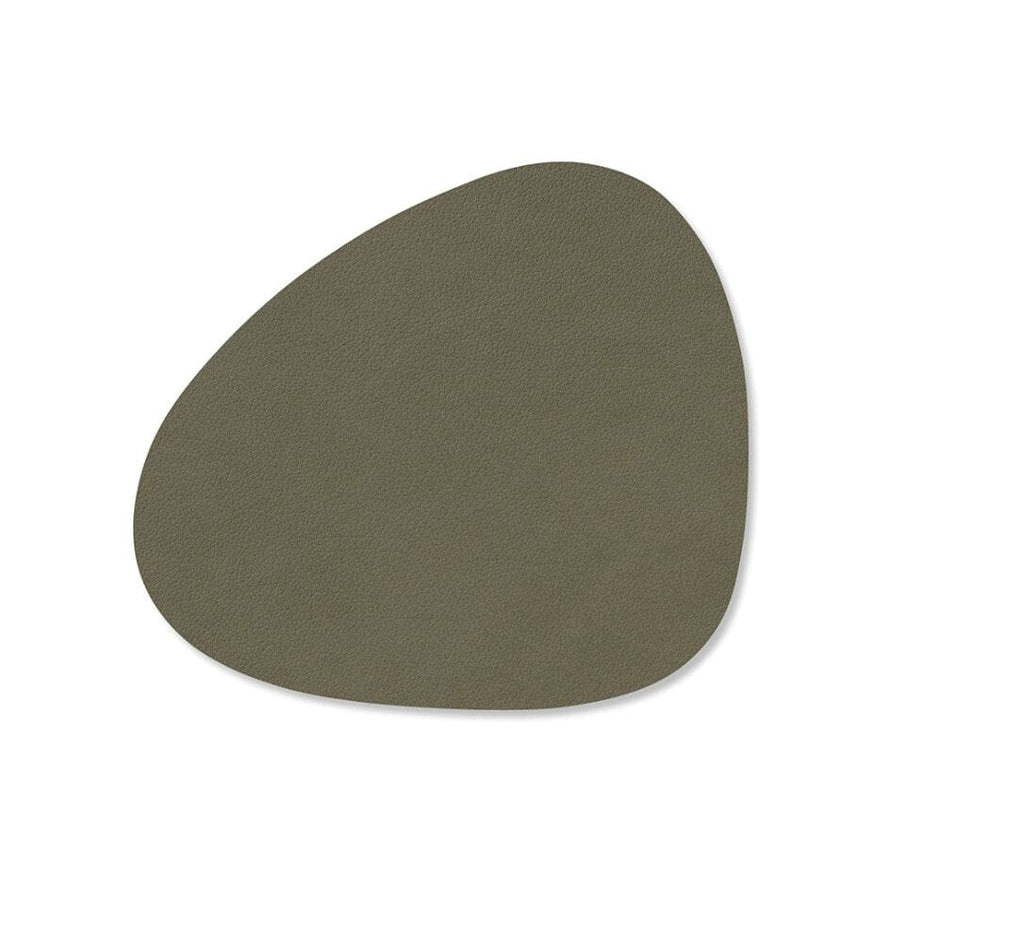 Glass Mat Curve, Leather Nupo, Army Green, 11 x 13 cm