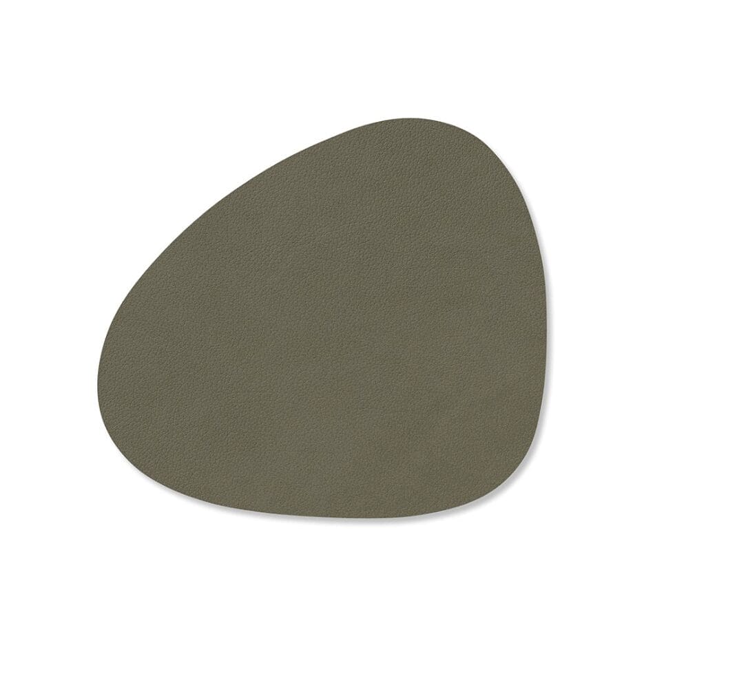 Glass Mat Curve, Leather Nupo, Army Green, 11 x 13 cm