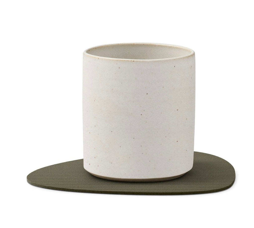 Glass Mat Curve, Leather Nupo, Corduroy Army Green, 11 x 13 cm