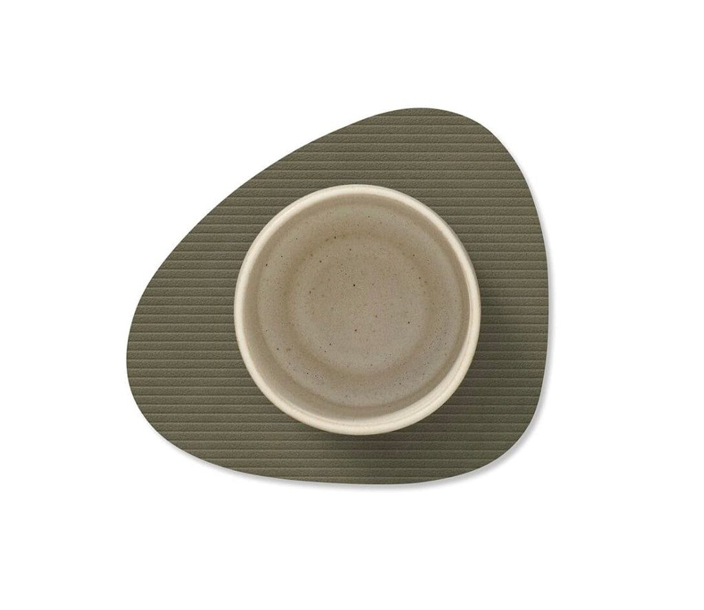Glass Mat Curve, Leather Nupo, Corduroy Army Green, 11 x 13 cm