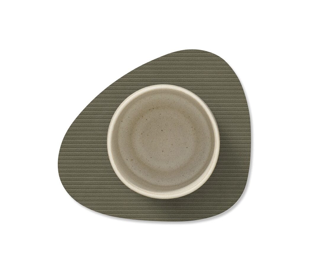 Glass Mat Curve, Leather Nupo, Corduroy Army Green, 11 x 13 cm