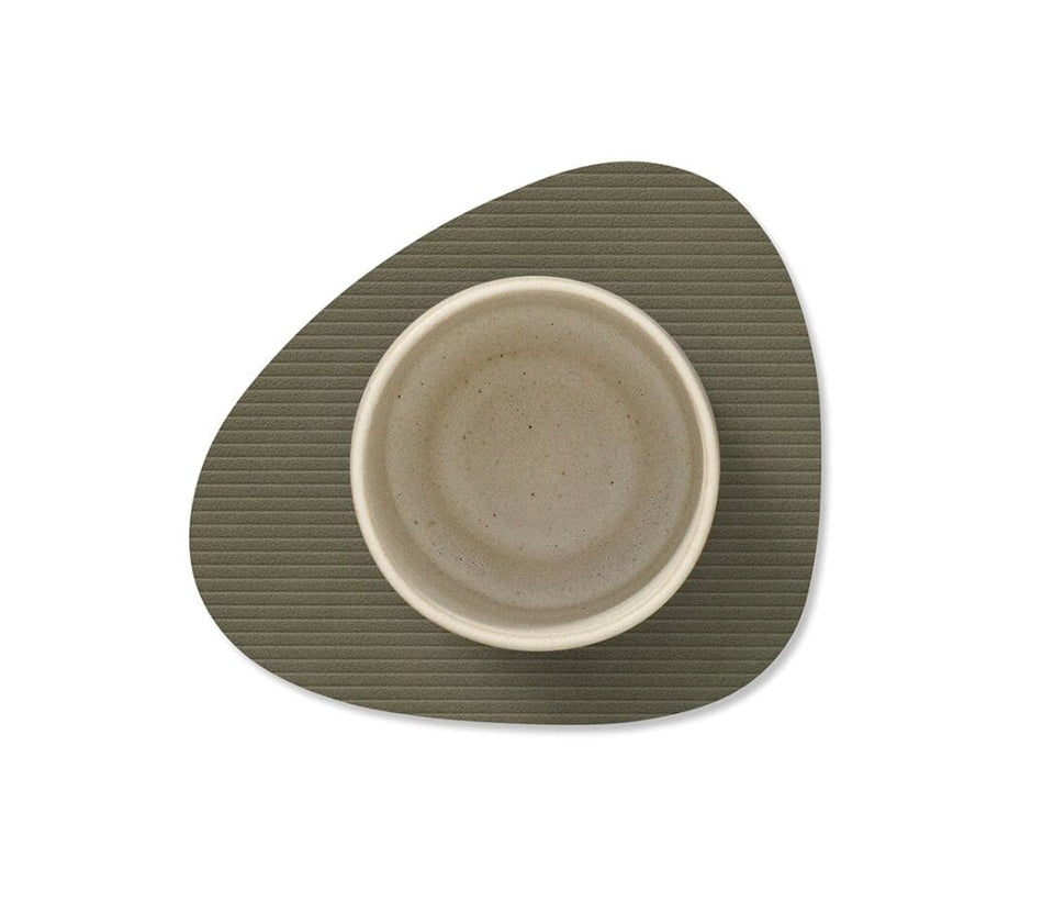Glass Mat Curve, Leather Nupo, Corduroy Army Green, 11 x 13 cm
