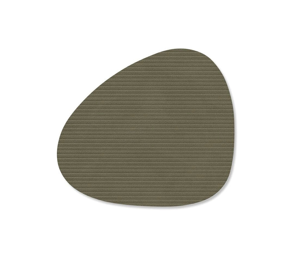 Glass Mat Curve, Leather Nupo, Corduroy Army Green, 11 x 13 cm