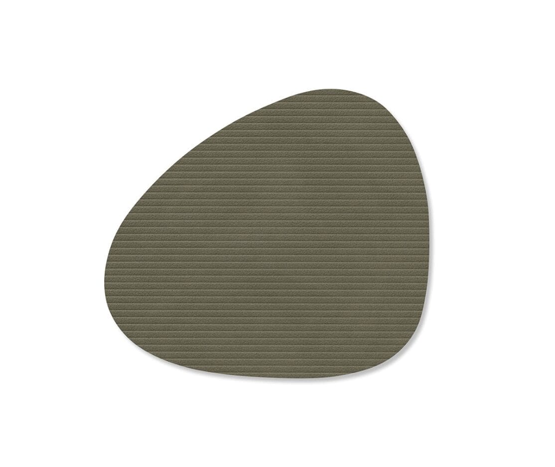 Glass Mat Curve, Leather Nupo, Corduroy Army Green, 11 x 13 cm