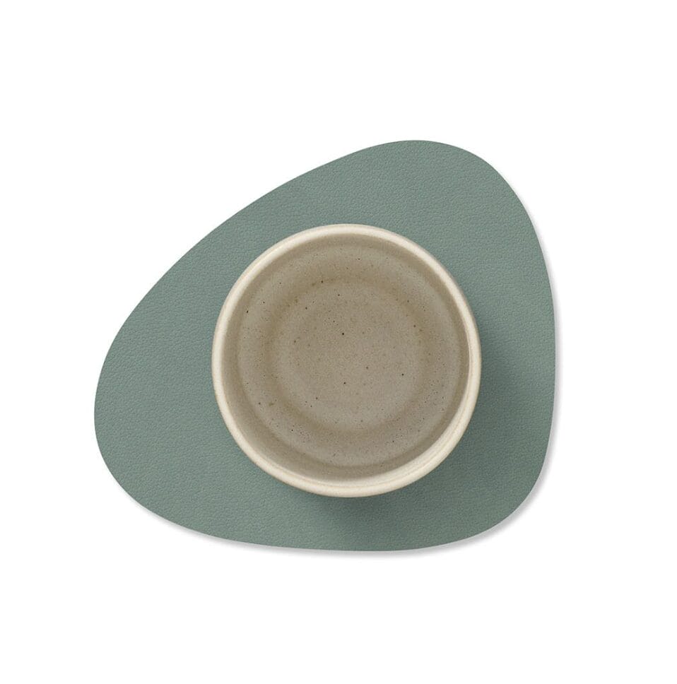 Glass Mat Curve, Leather Nupo, Pastel Green, 11 x 13 cm
