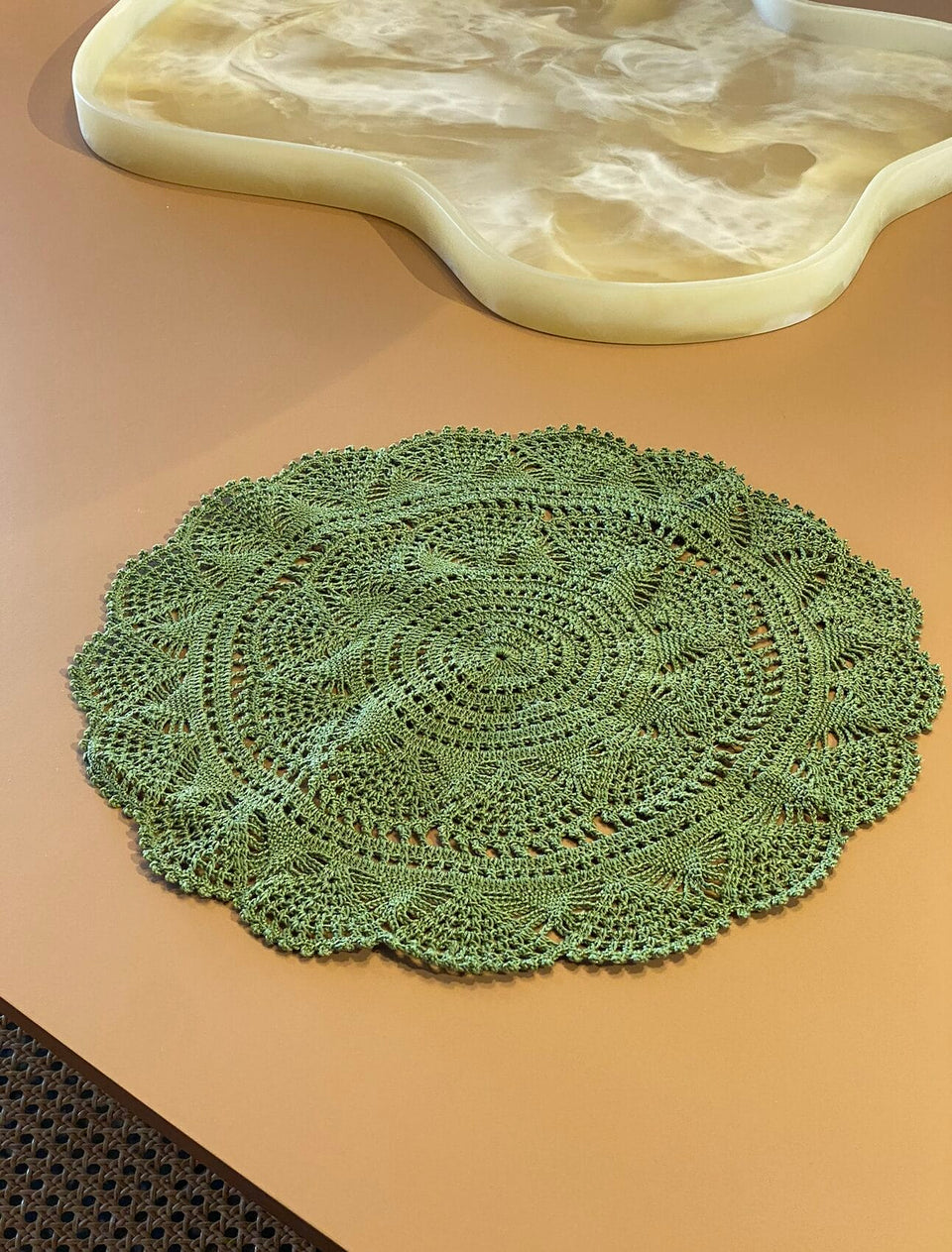 Silsila Round Placemat, Green, 40 cm