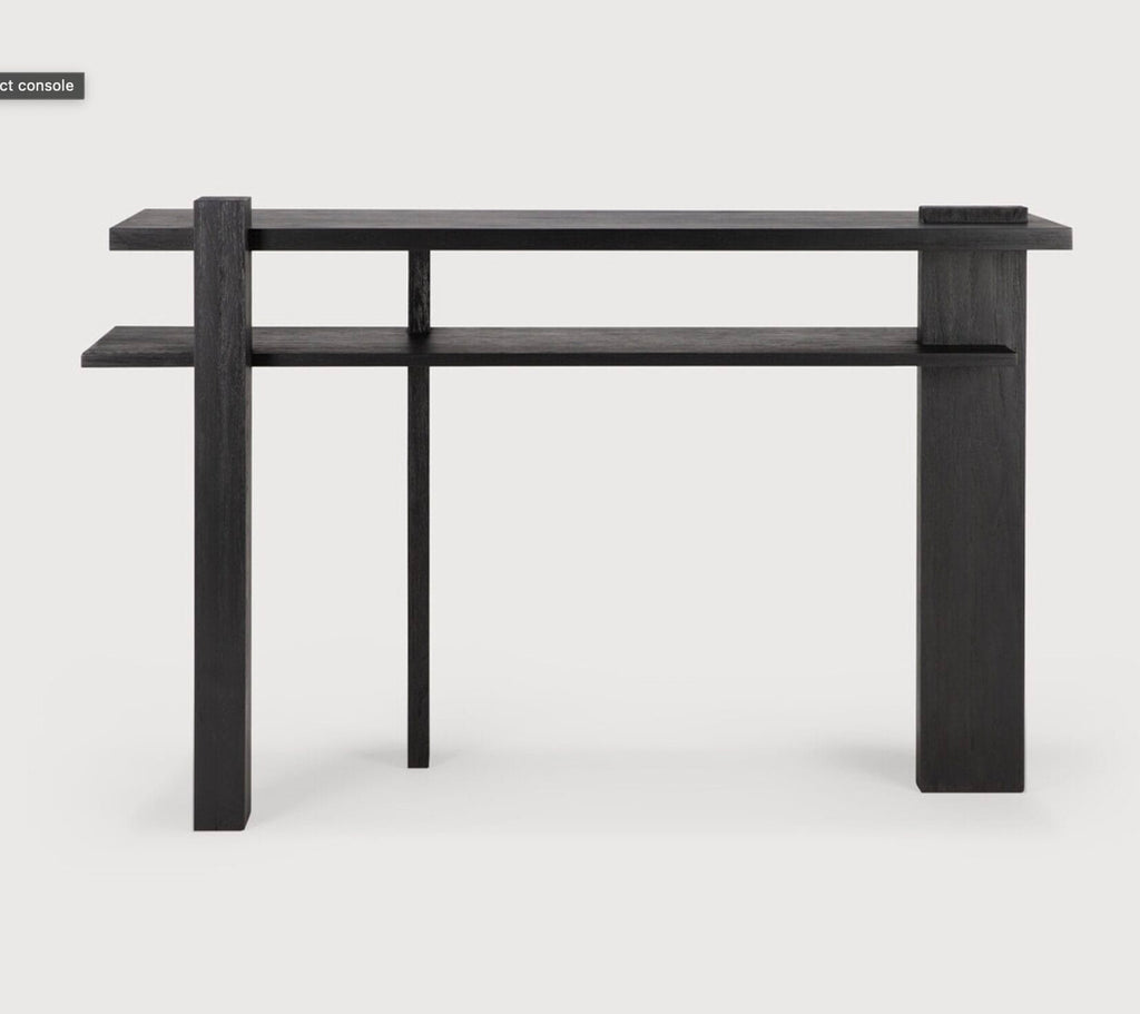 Abstract console - varnished teak - black, 133 x 41 x 84cm