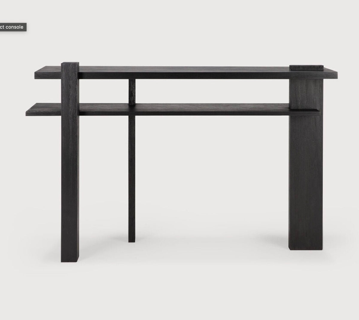 Abstract console - varnished teak - black, 133 x 41 x 84cm