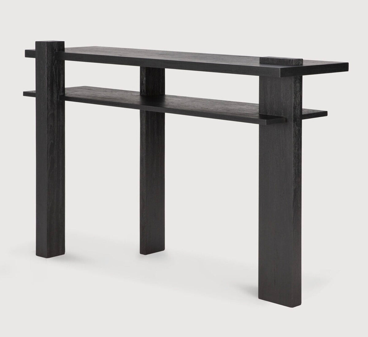 Abstract console - varnished teak - black, 133 x 41 x 84cm